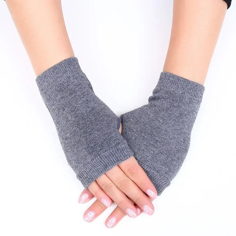 Knitted Thermal Fingerless Gloves for Men & Women – Thick Warm Wool Half Finger Touchscreen Winter Driving Mittens