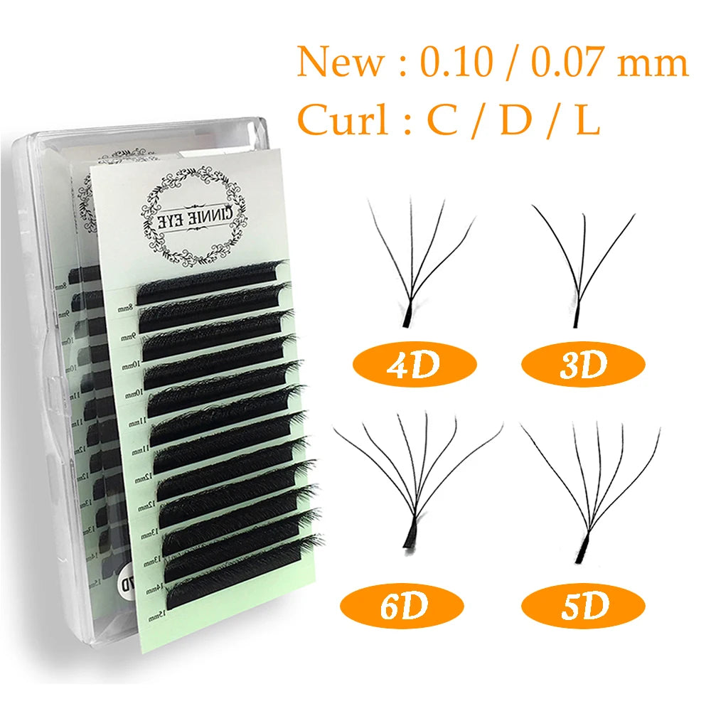 4D-5D W Eyelash Extension – Fluffy Volume Mink & Faux Mink Premade Fans, Dolly Hybrid 3D Lashes