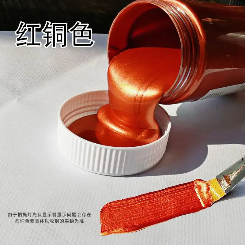 60/100ml Golden Acrylic Paint – Metal Pearlescent Waterproof Non-Fading Gypsum Glue for DIY Hand Painting