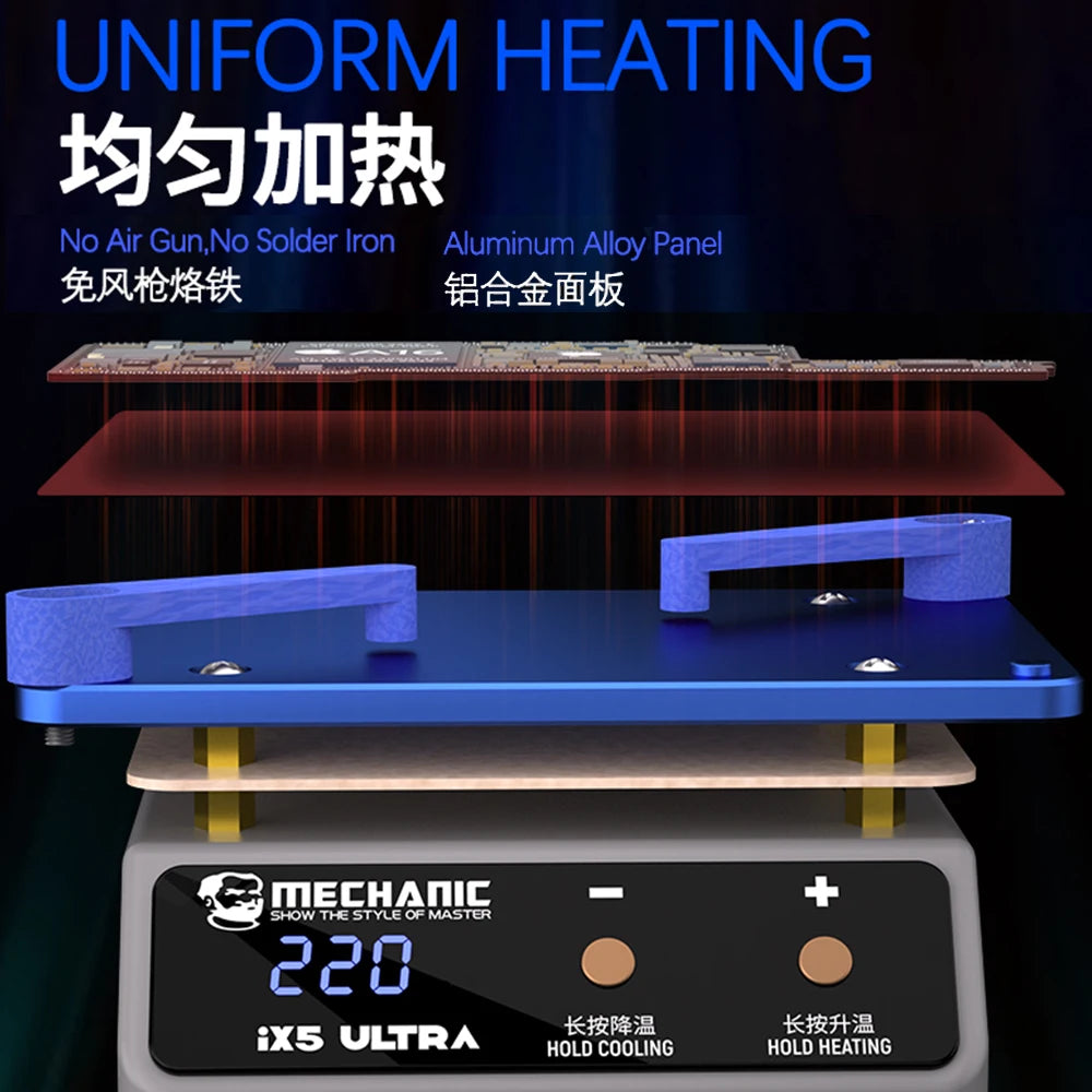MECHANIC IX5 Universal Preheating Platform – Motherboard Layering, Tin Planting & Glue Removal Heating Table Tool