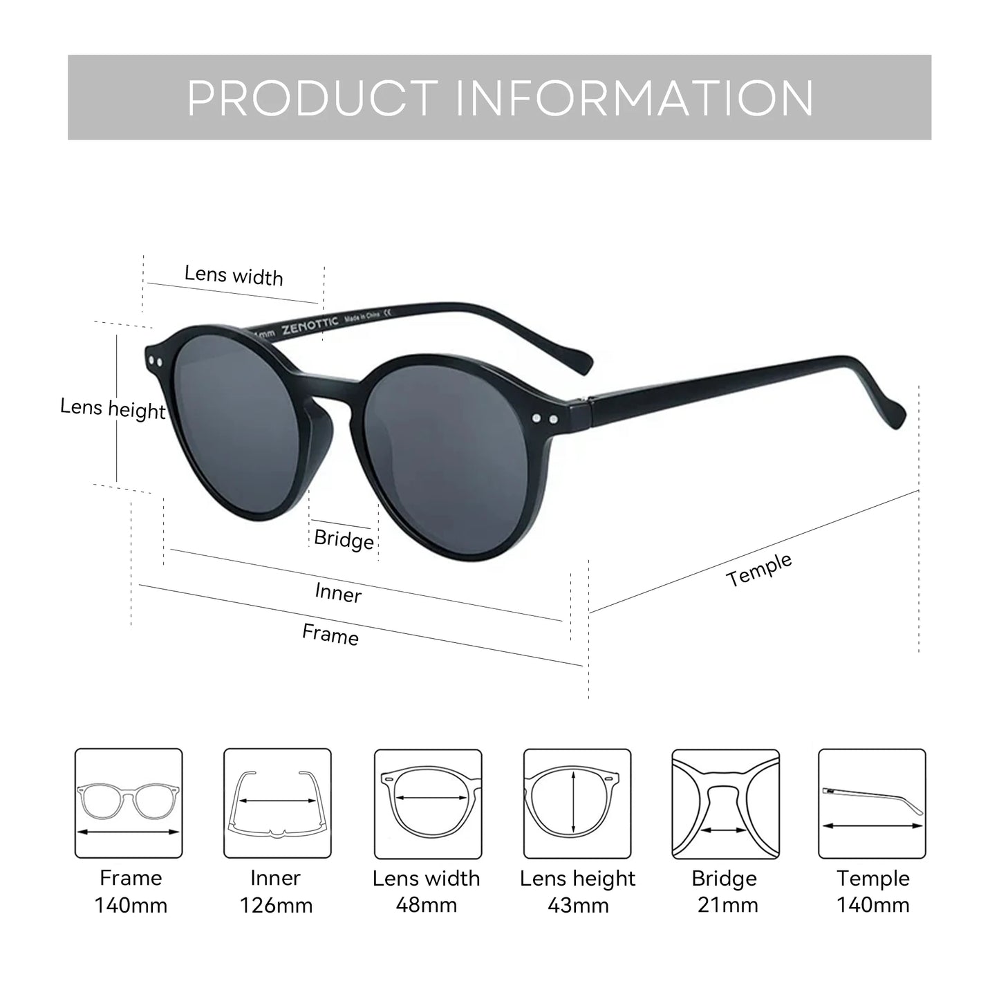 ZENOTTIC Retro Small Round Polarized Sunglasses – Vintage UV400 Shades for Men & Women