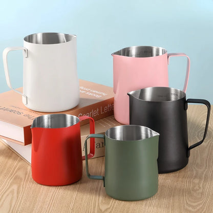 350/600ML Stainless Steel Coffee Milk Frothing Pitcher – Precise Scale Latte Jug for Barista & Professional Cafe Use
