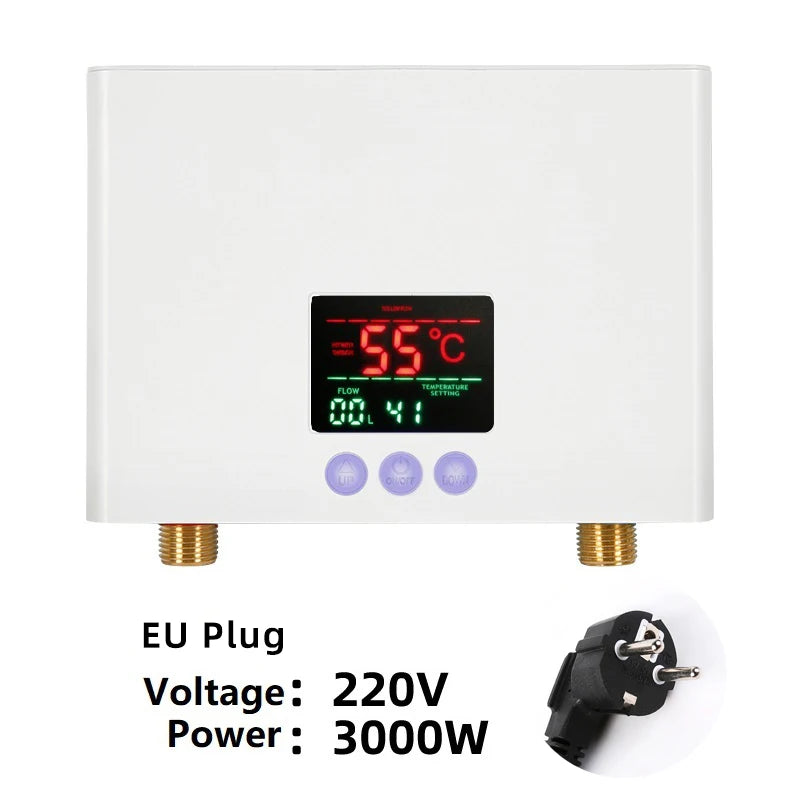 110V/220V Instant Water Heater 3000W/5500W | Wall-Mounted Electric Shower Heater for Bathroom & Kitchen Hot Water