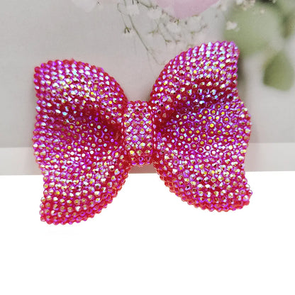 2Pcs Metal Full Diamond Bow Heart Mirror Handbag & Parfum Bottle Phone Case Decoration – Flat Back DIY Craft Accessories
