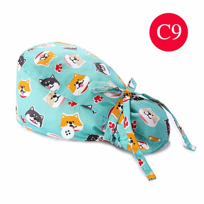 Adjustable Surgical Scrub Cap with Buttons – Ponytail Bouffant Nursing Turban Hat for Women & Men