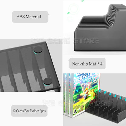 12-Slot Game Card Storage Case for Nintendo Switch OLED/Lite – SD & Game Disk Holder Stand
