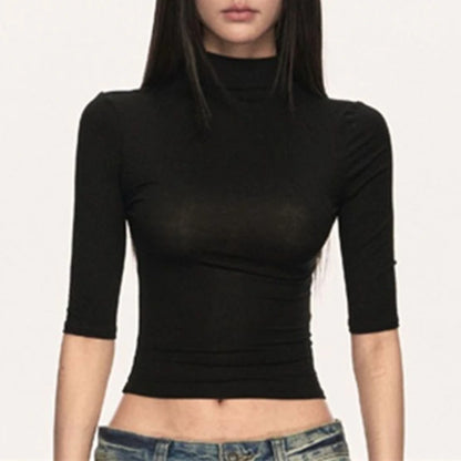 French Style O-Neck Half Sleeve T-Shirt – Summer Casual Office & Punk Women’s Top