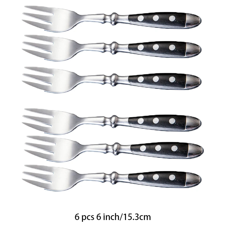 Classic Elegant Stainless Steel Cutlery Set – Fork, Spoon, Knife & Teaspoon Full Dining Steak Dinnerware Collection