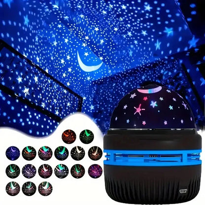 LED Starry Sky Night Light Projector Lamp – USB Magic Ball Moon & Star Atmosphere Light for Bedroom, Home Décor & Christmas Party Decorations