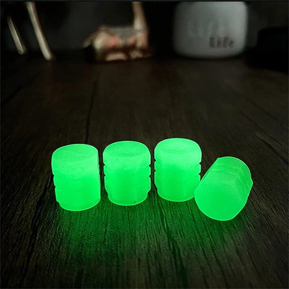 Luminous Valve Caps – Fluorescent Night Glow Tire Caps for Car, Motorcycle & Bicycle (4PCS)