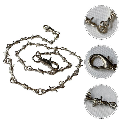 Punk Grunge Barbed Wire Chain Necklace & Waist Chain – Gothic Snake Metal Jewelry for Men & Jeans