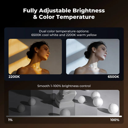 K&F CONCEPT SP25C 25W RGB Photography Flashlight - 9000mAh Zoomable Video Spotlight with Mount Stand and 20 Gobo Effects
