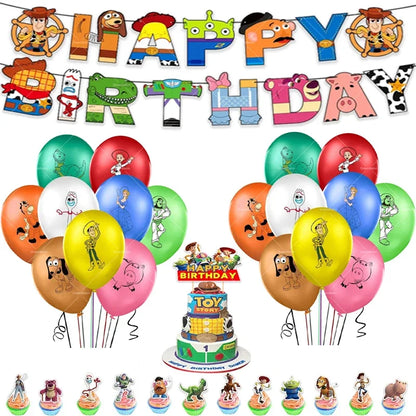 Disney Toy Story Buzz Lightyear Birthday Party Decoration Set – Foil & Latex Balloons, Happy Birthday Banner & Cake Topper for Kids Boys Hero Theme Party