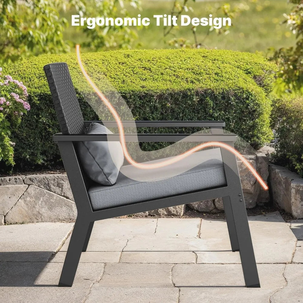 4-Piece Wicker Patio Furniture Set with Cushions & Table – Outdoor Seating for Balcony, Backyard & Porch