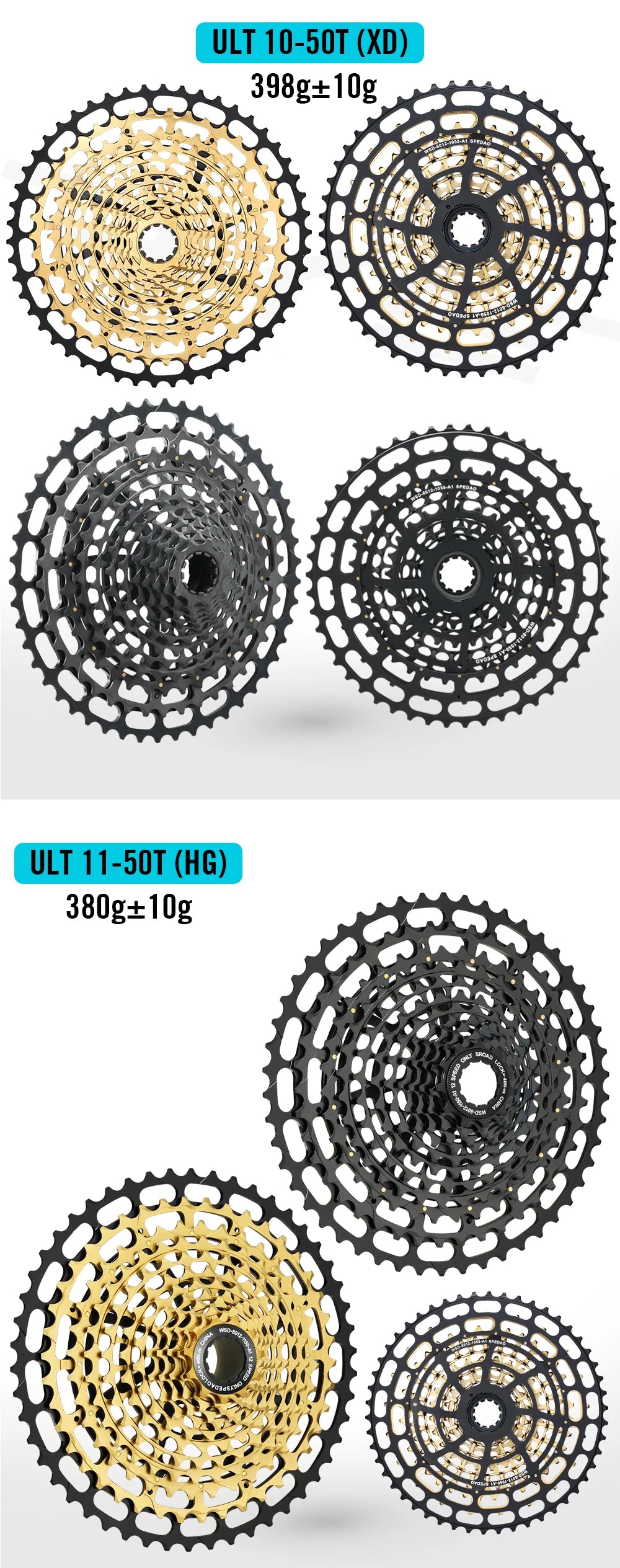 SPEDAO 12-Speed 10-50T Bicycle Cassette – 12V MTB Freewheel Sprocket for SX NX GX, XD & HG Compatible