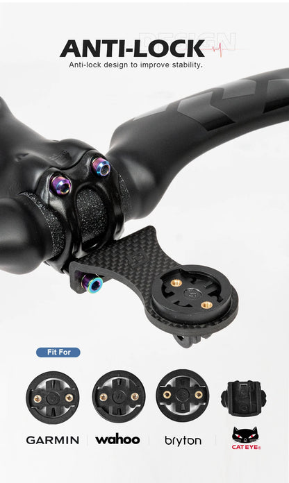OGEVKIN Carbon Bike Stem Extension — Computer Mount Holder Rack for GPS, Cycling Computer, Camera & Light, 3K Black
