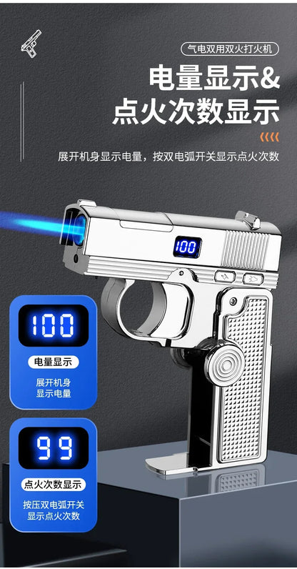 2025 Windproof Dual-Use Laser Lighter – Electric & Gas Multifunctional Metal Lighter for Men