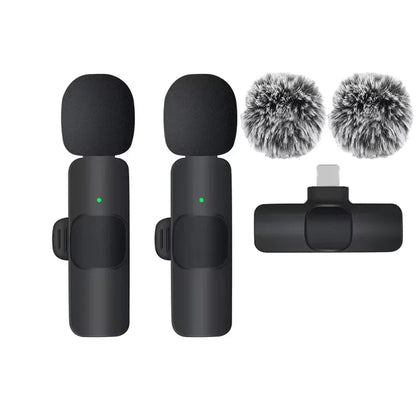 Basix Wireless Lavalier Microphone – Mini Windproof Audio Recorder with Replaceable Wool for iPhone 16, Vlog & YouTube Shooting