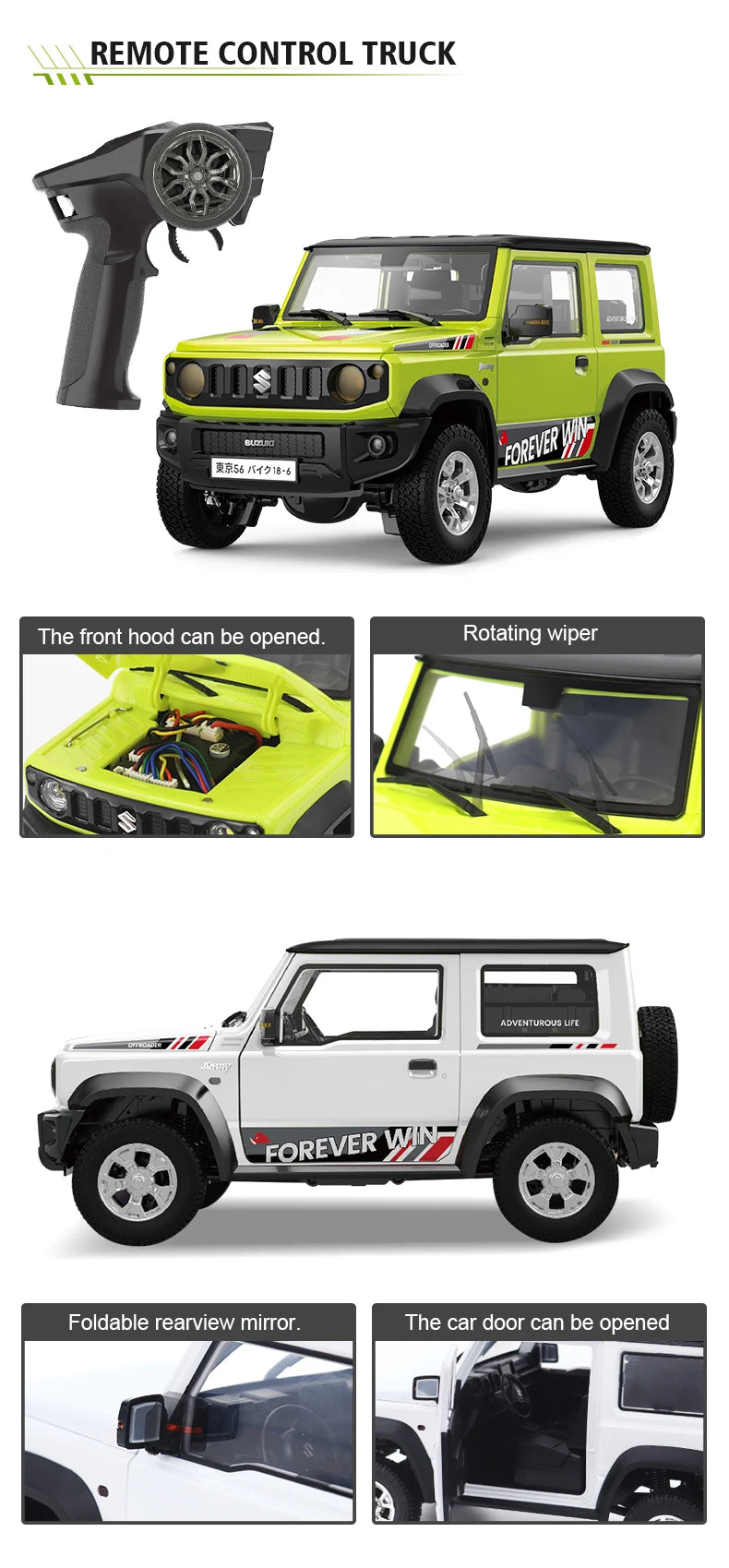 HG4-53 Pro Suzuki Jimny 1/16 Scale RC Car with Light, Sound & Smoke – 2.4G Remote Control Crawler