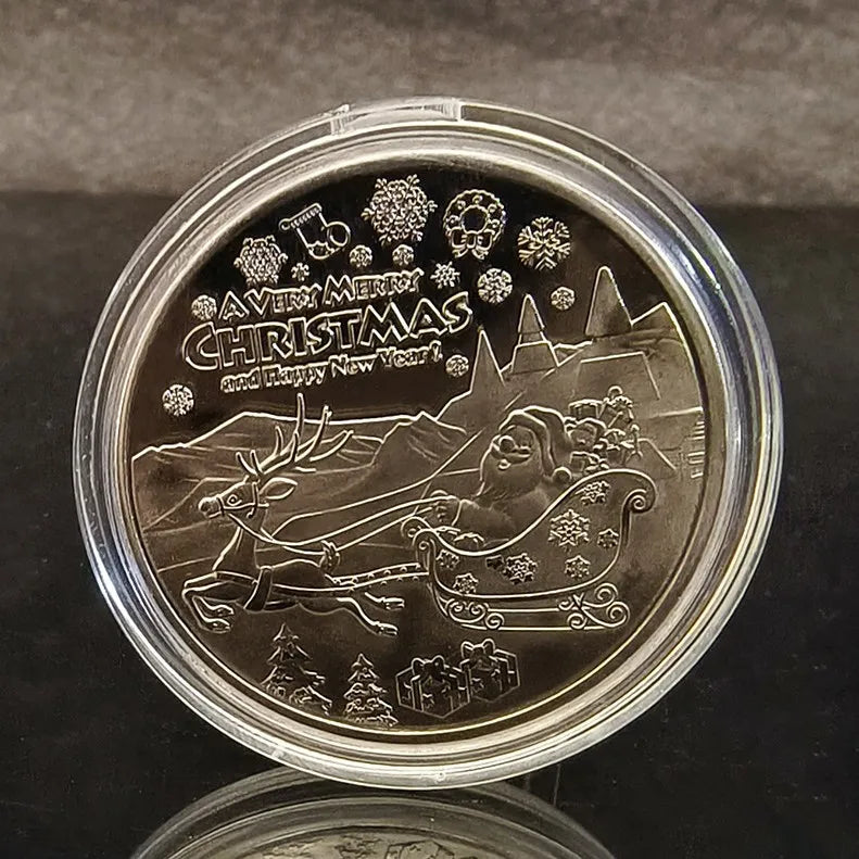 Merry Christmas Wishing Coin – Metal Commemorative Gift for Kids Xmas Eve Holiday Present