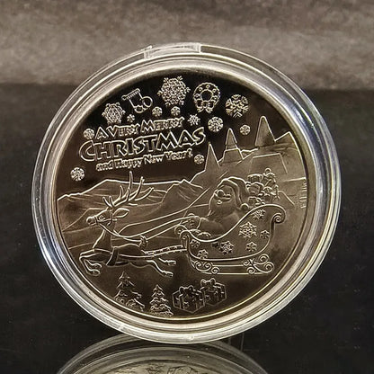 Merry Christmas Wishing Coin – Metal Commemorative Gift for Kids Xmas Eve Holiday Present