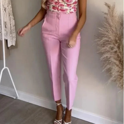 Women High Waist Office Pants - Fashion Formal Pencil Trousers for Workwear Business & Casual Outfits