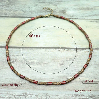 Natural Coconut Husk Necklace for Men – Handmade 18-Inch Short Choker, Gift for Him