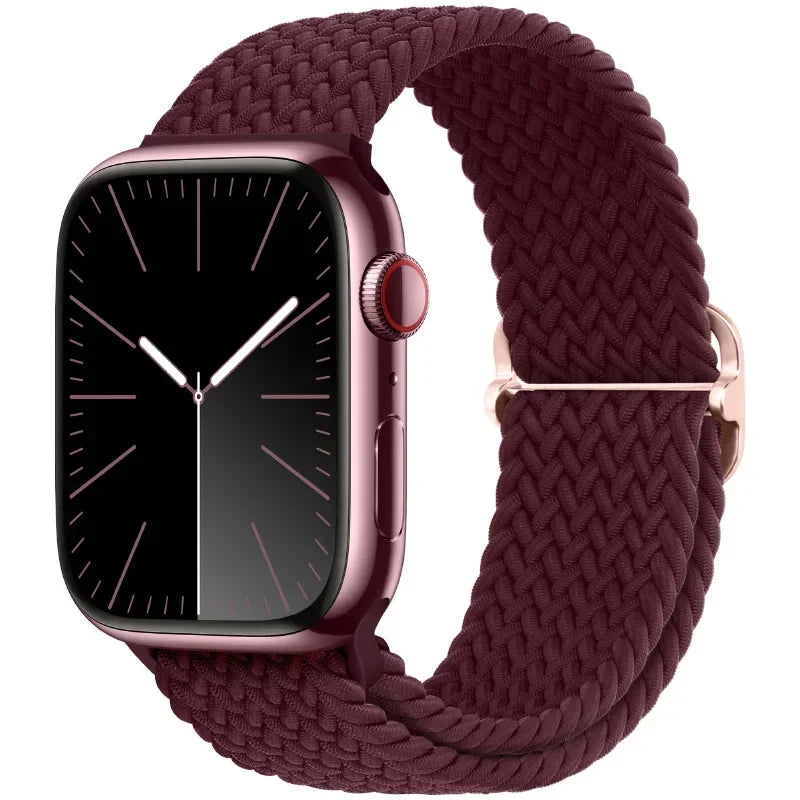 Braided Nylon Apple Watch Band – Adjustable Sport Strap Compatible with Ultra 2, Series 10/9/8/7/6/SE (40–49mm) Wrist Bracelet