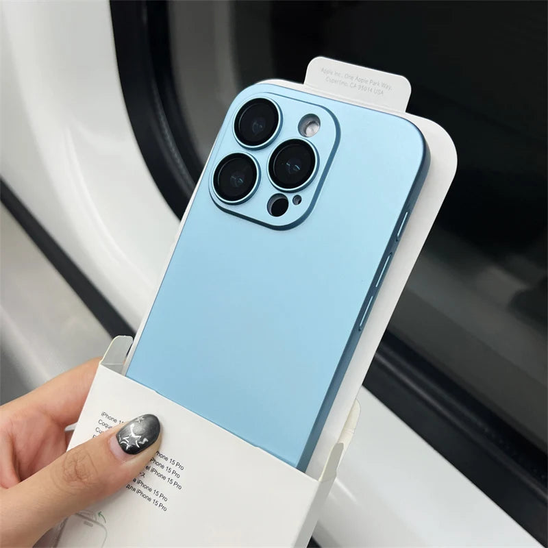 Ultra-Thin Matte iPhone Case - Slim Shockproof PC Cover with Glass Camera Protection for iPhone 11–16, Plus & Pro Max Models