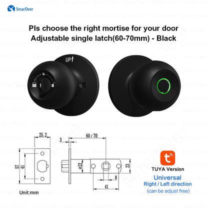 SmarDeer Fingerprint Door Lock – Tuya Smart Bluetooth Keyless Entry with Fingerprint & App Control