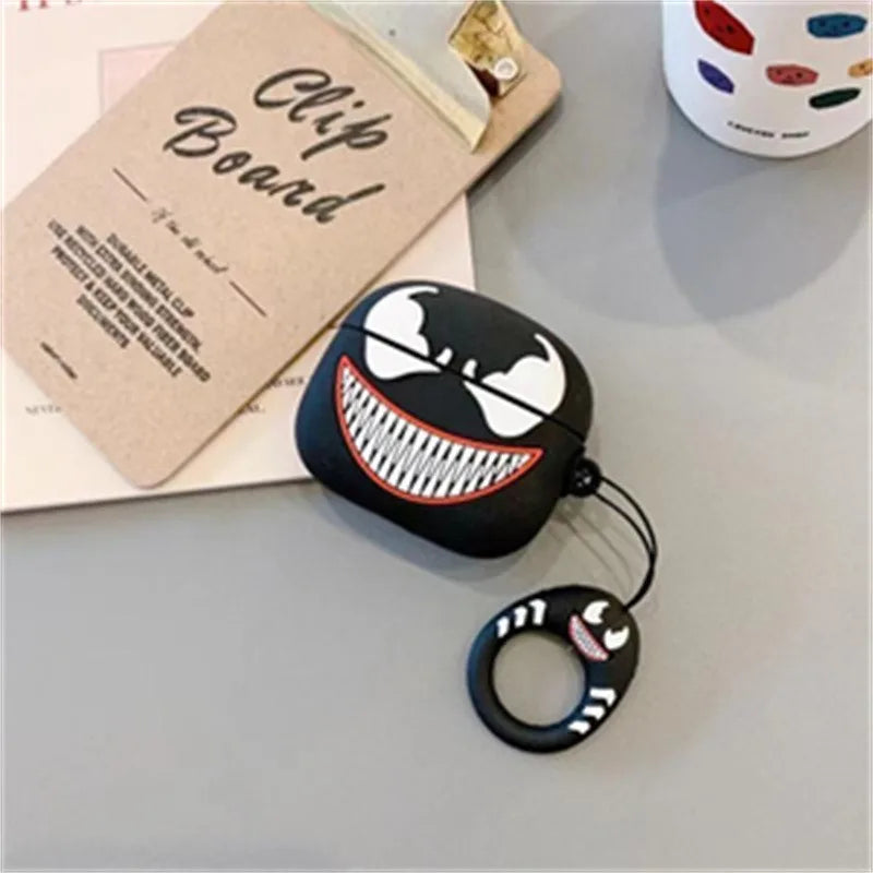 3D Cartoon Silicone Case for AirPods 4 (2024) & AirPods Pro 2/3 — Protective Earphone Charging Cover with Hook