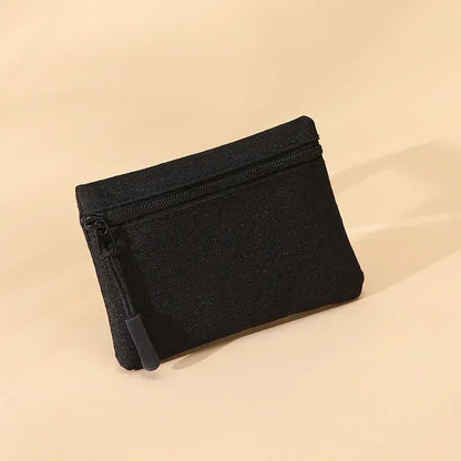 Canvas Mini Coin Purse with Zipper – Cute Solid Color Key & Money Pouch for Kids, Women & Men