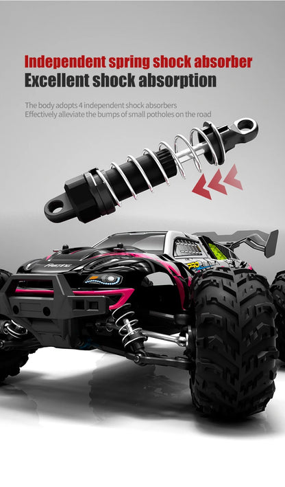 RC Off-Road 4x4 Brushless Car – 70KM/H High-Speed 1/16 4WD Monster Truck with LED Lights for Kids