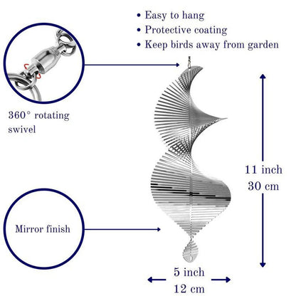 3D Rotating Wind Chime Spinner – Spiral Pendant with Bell for Patio, Garden & Outdoor Home Decor