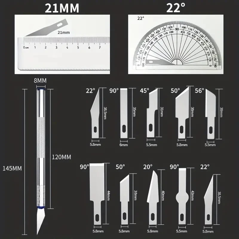 13PCS Metal Carving Knife Set – Precision Art Pen Cutter Tools for Paper Cutting, DIY Craft & Detail Repair Work