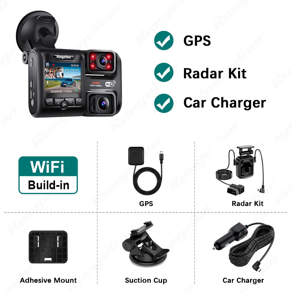4K 2160P Dual Lens Car DVR – WIFI GPS Logger, Novatek 96663 Chip, Sony Sensor, Night Vision Dash Cam Recorder D30H