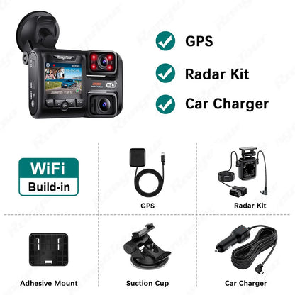 4K 2160P Dual Lens Car DVR – WIFI GPS Logger, Novatek 96663 Chip, Sony Sensor, Night Vision Dash Cam Recorder D30H