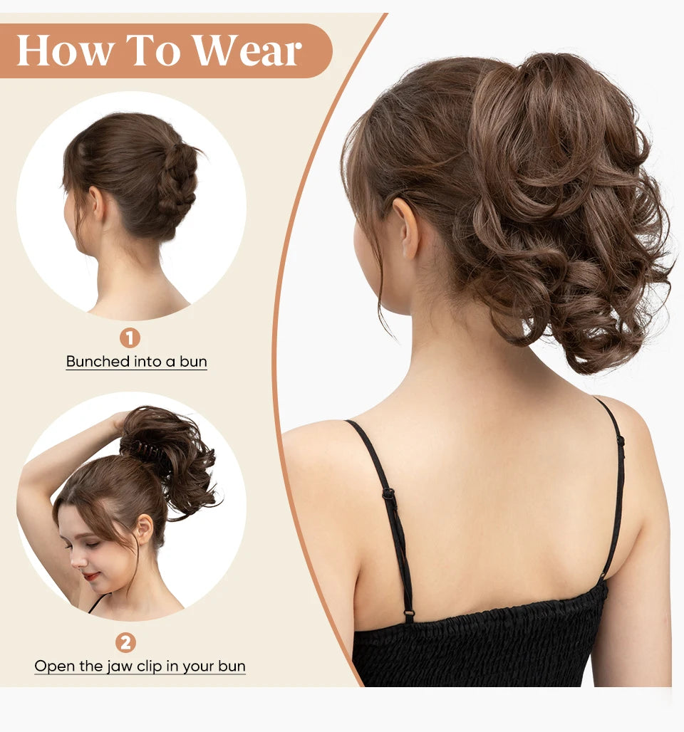 SARLA Premium Synthetic Claw Clip-In Ponytail Extensions – Blonde Hairpiece, Fake Pigtail Hair Bun for Women P026