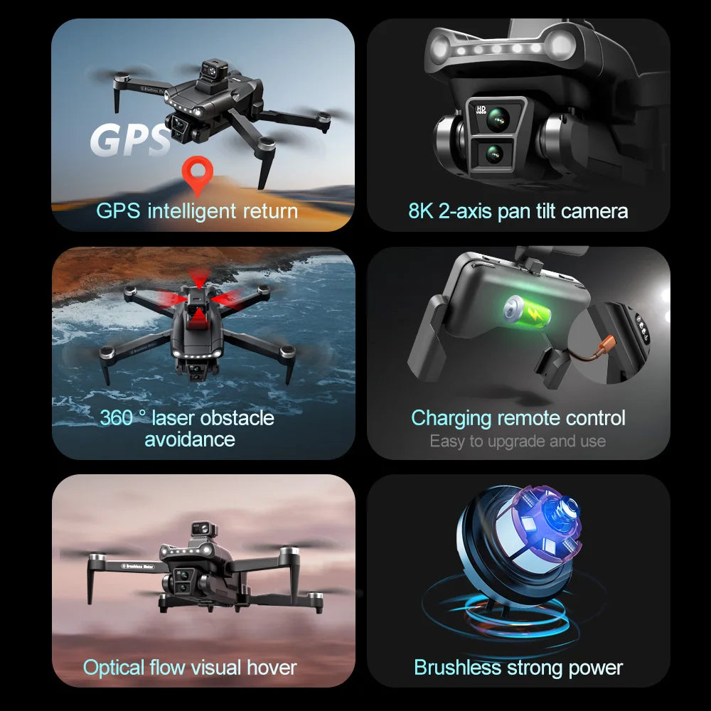 Xiaomi V198GPS Drone with 8K HD Camera – Foldable Brushless Quadcopter with Obstacle Avoidance & Optical ESC Aerial Tech