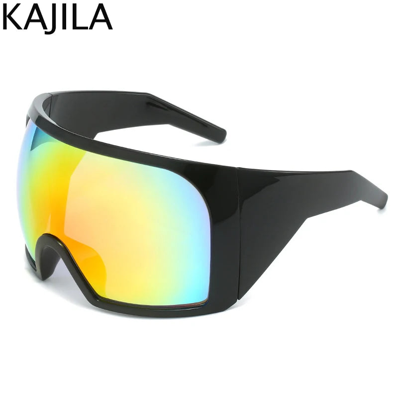 2025 Oversized Punk Shield Sunglasses – Luxury Steampunk Big Frame UV400 Sport Goggles for Women & Men