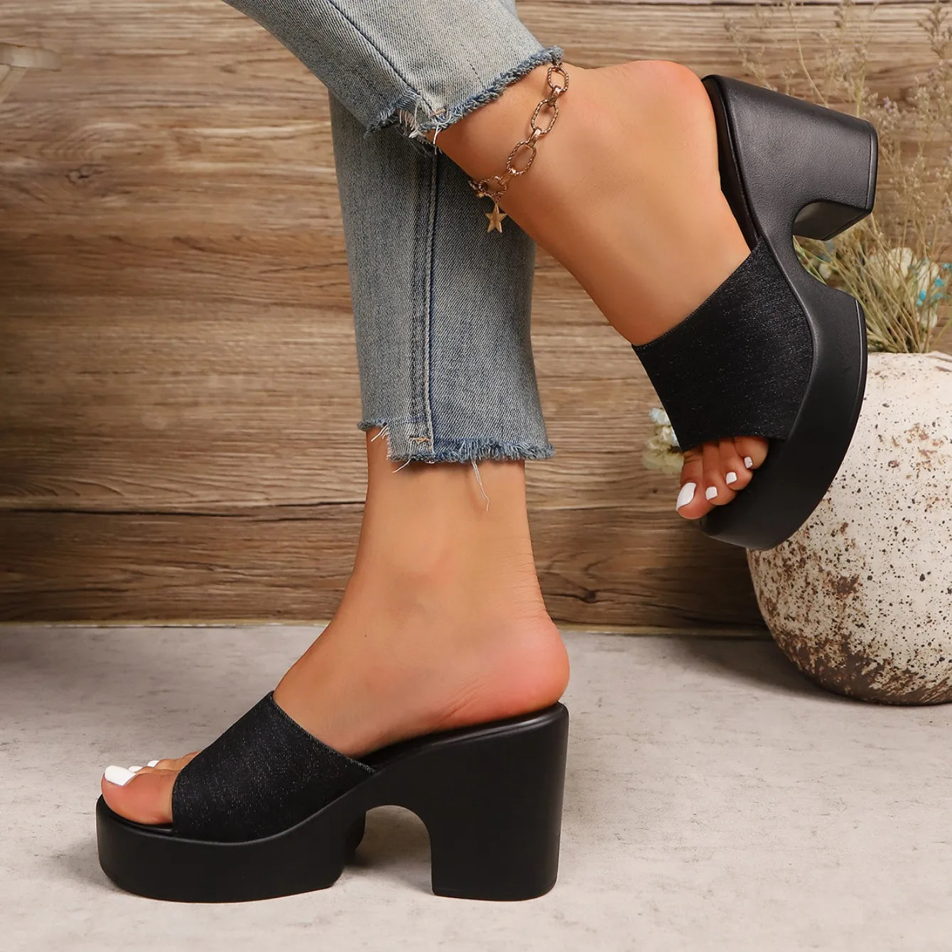 Summer Women’s Open-Toe Platform Sandals – Chunky Heel Flip Flops Outdoor Fashion Shoes