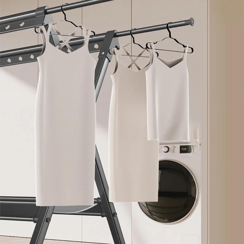 Floor-to-Ceiling Aluminum Drying Rack — Foldable Outdoor & Indoor Clothes Organizer for Kids' Clothing