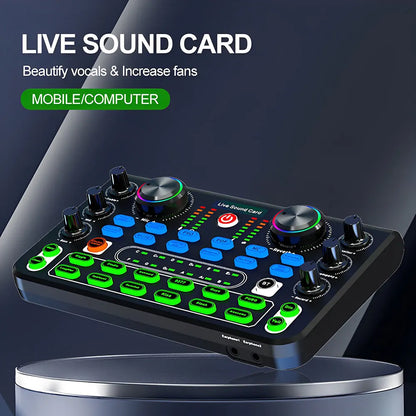 X60 Voice Changer Sound Card – Sound Mixer Board with Multiple Effects for Live Streaming & Music Recording