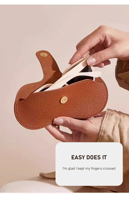 Portable Leather Sunglasses Pouch – Soft Slim Glasses Case Holder and Travel Organizer Bag