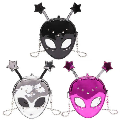 Alien Pattern PU Leather Shoulder Bag – Halloween Chic Crossbody Messenger Purse for Women & Girls