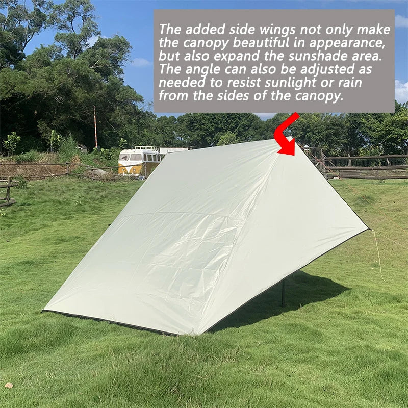 Bat Shape Black Coating Car Side Awning Tarp – 2x3 Waterproof Outdoor Shelter Tent for SUV & Van