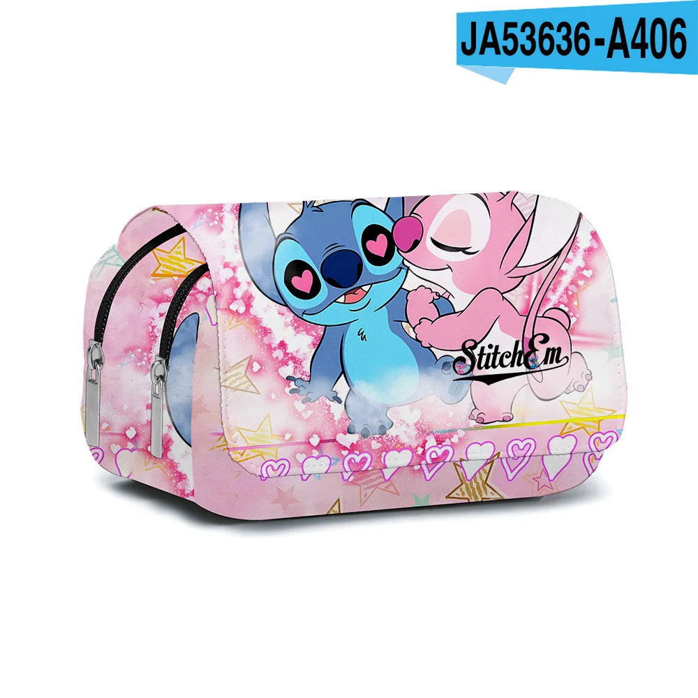 Stitch Fully Printed Flap Pencil Case – Kawaii Anime Stationery Box for School Girls