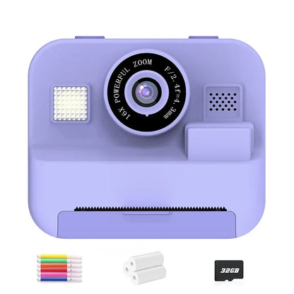 Children's Mini Digital Camera – Thermal Printing, Image Stabilization & 32GB Card Included