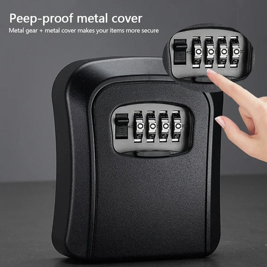 Wall Mount Key Lock Box - Outdoor Combination Lock Key Safe Storage Holder with 5 Key Capacity