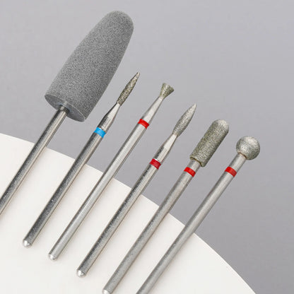 6pcs Diamond Sand Nail Files Set - Electric Manicure Drill Bits for Cuticle Polishing, Nail Grinding & Acrylic Removal